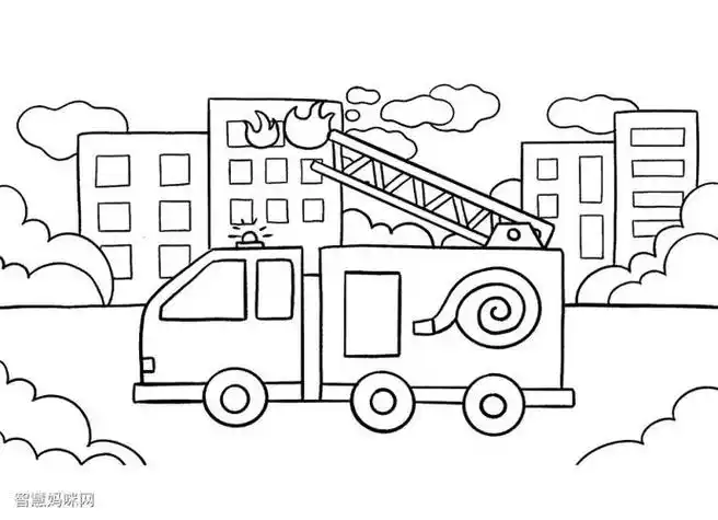 卡通的消防车简笔画