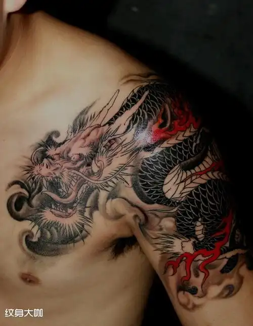 过肩龙,,_纹身图案手稿图片_李蒙的纹身作品集
