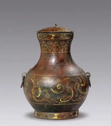 0756汉错金铺首耳小铜壶