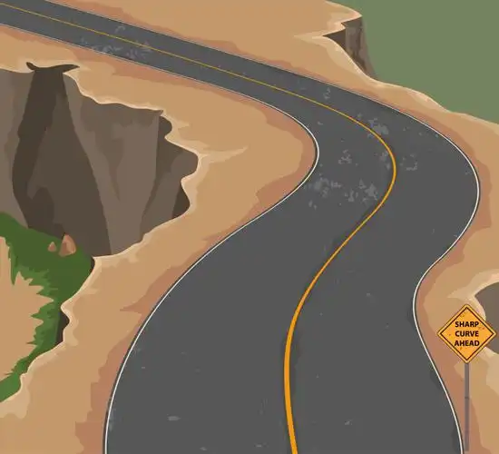 山顶的道路矢量插图