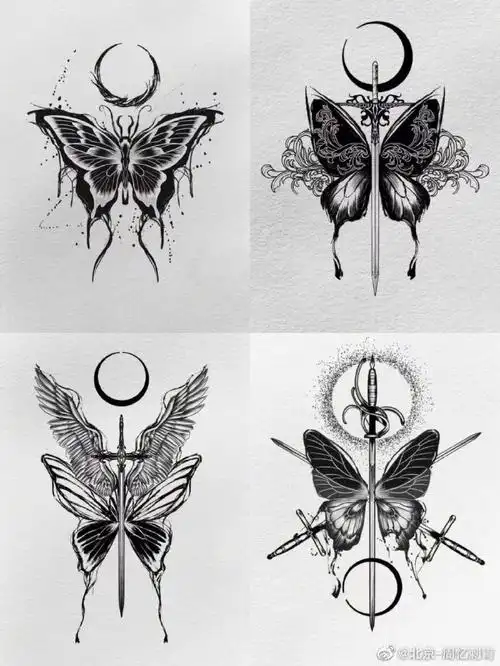 今日纹身图案分享黑白纹身#纹身分享##纹身设计##北京周忆刺青