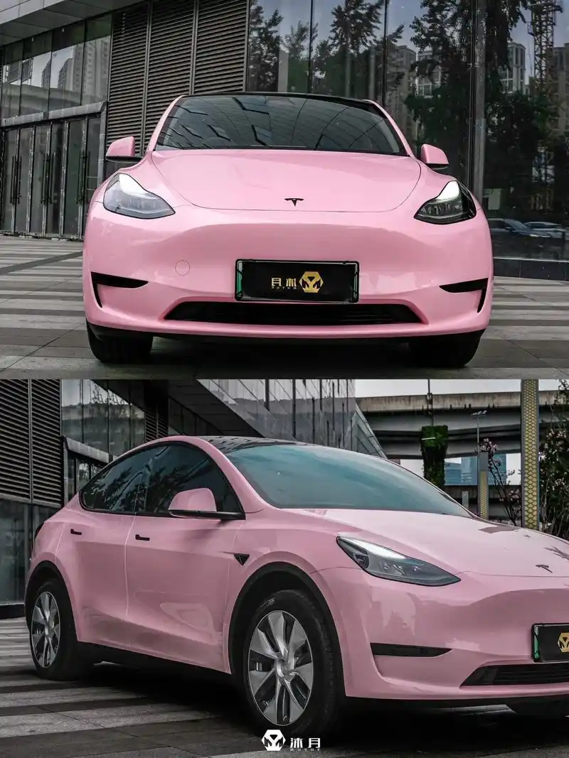 特斯拉贴这款少女心爆棚的胭脂粉太绝了.#特斯拉modely# - 抖音