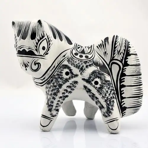 传统手工年货礼品陕西非遗凤翔泥塑12生肖素色邮票马企业活动礼物