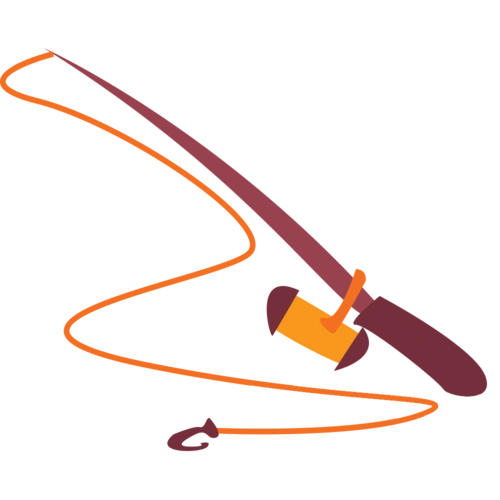 钓鱼手绘的钓鱼竿