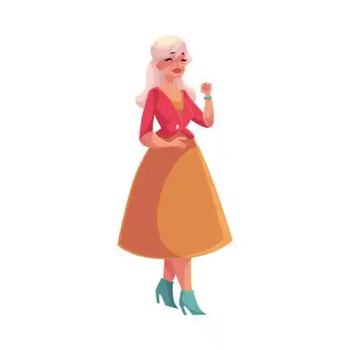 老,老人,白发,优雅,女士,跳舞,卡通,风格,矢量,插画,隔绝,白色背景