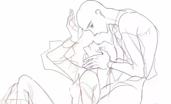 线稿素材超亲密的双人线稿合集齁甜齁甜