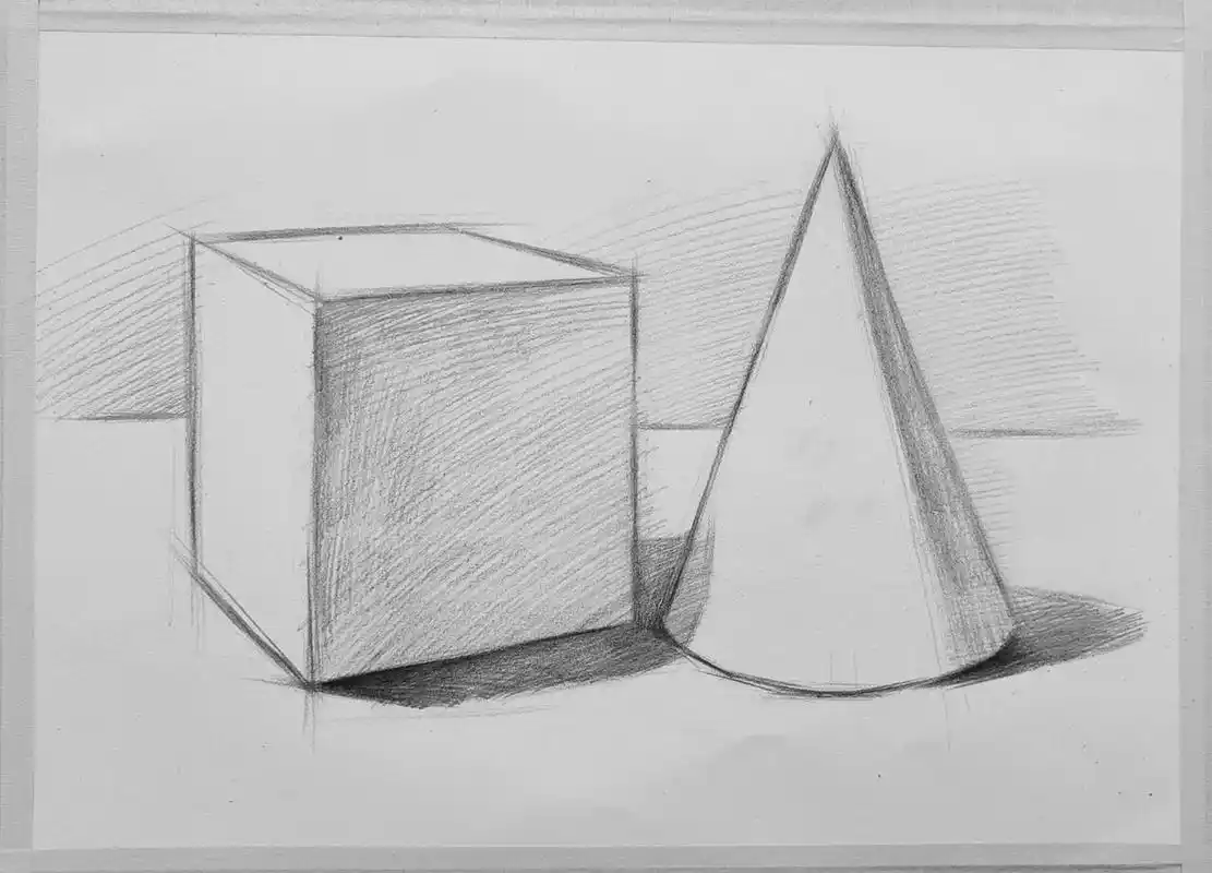 简单的素描几何体组合