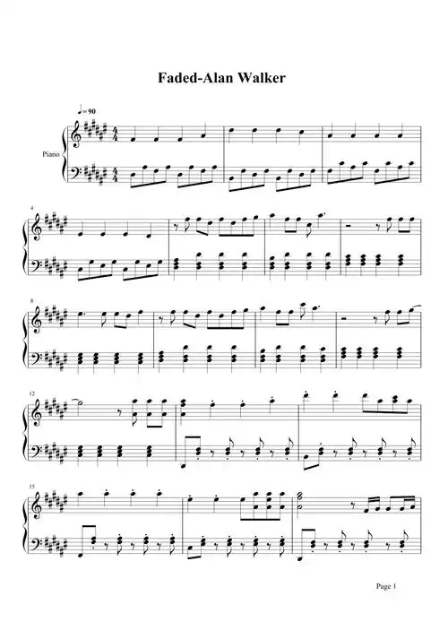 faded钢琴谱 火了半年,竟没人知道演唱者是谁1