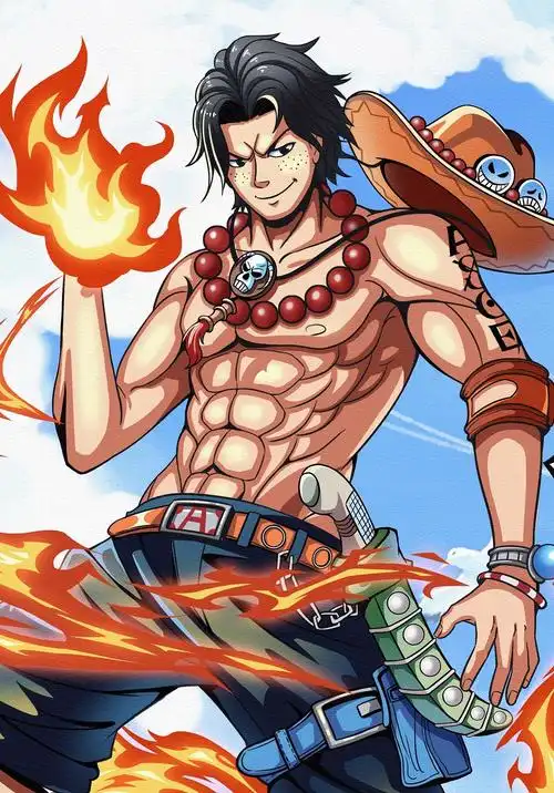 《海岸边の火拳艾斯》|插画|创作习作|卢炘天羽 - 原创作品 - 站酷