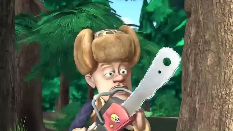 熊出没:光头强,你这是什么锯子啊,连棵树都锯不了,尴尬不