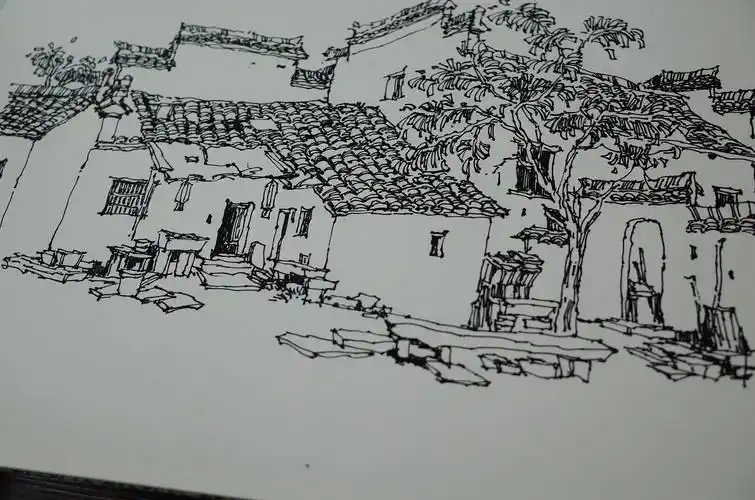 徽州古建筑钢笔速写