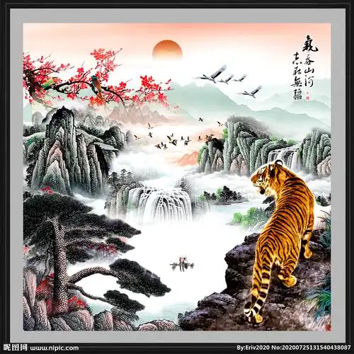 国画老虎国画设计图__绘画书法_文化艺术_设计图库_昵图网nipic.com