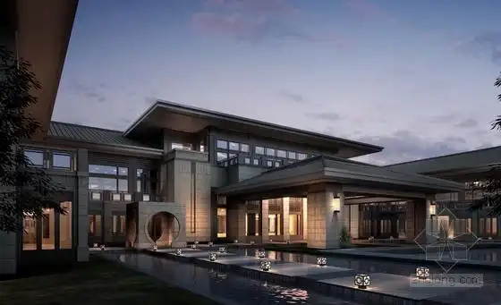 [方案][吉林]2层新中式风格低价酒店建筑设计方案文本