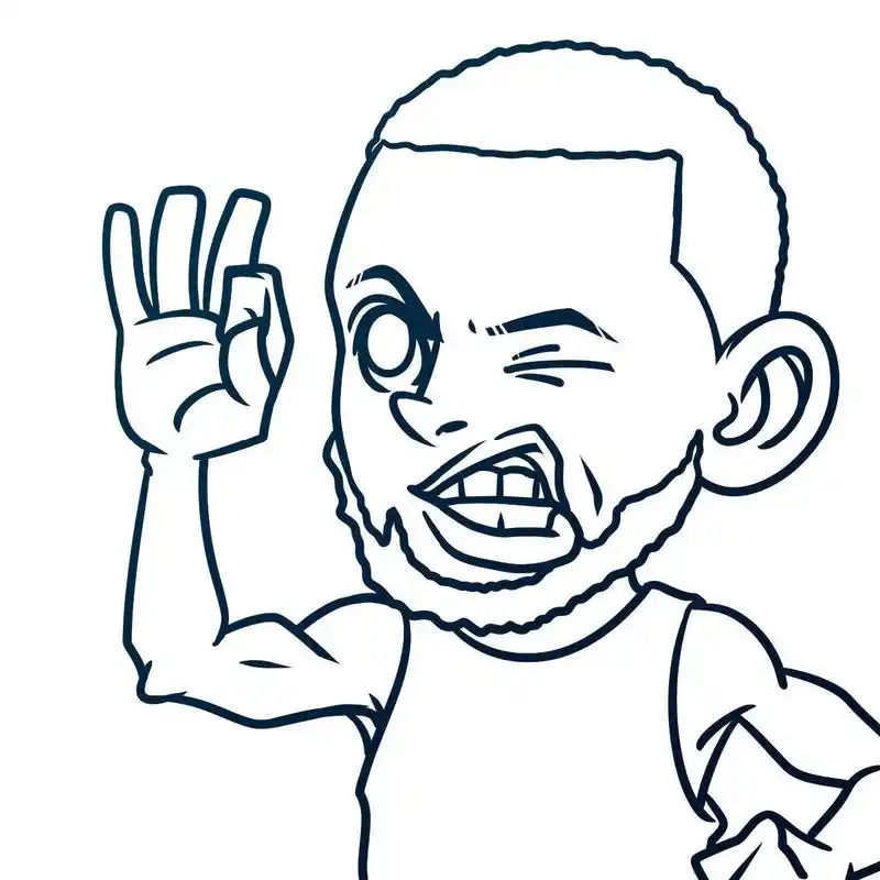 nba插画|就得意画库里噘嘴臭屁的表情 今天虽然输了,不过还是抽空补画