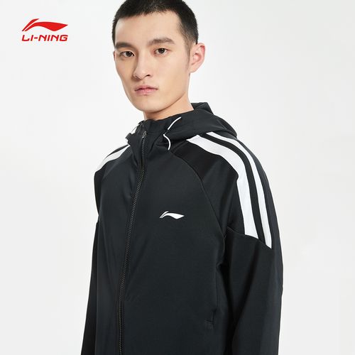 李宁卫衣男秋季官方训练健身开衫长袖连帽大码外套跑步针织运动服