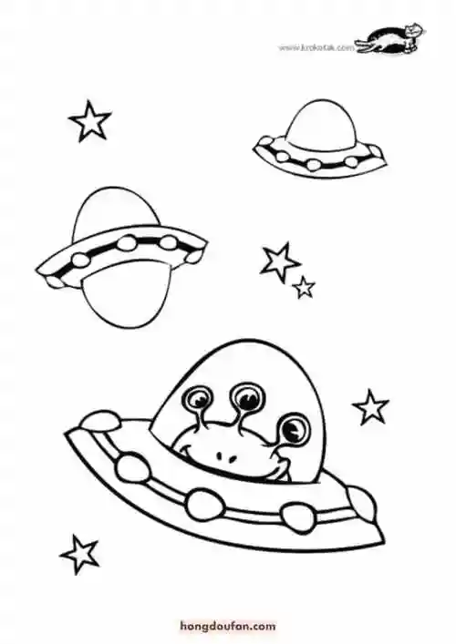 13张有趣的外星人宇航员外太空卡通涂色简笔画