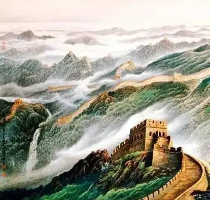 他位于人民大会堂接待大厅的巨幅画卷《万里长城》,随着来自世界各国