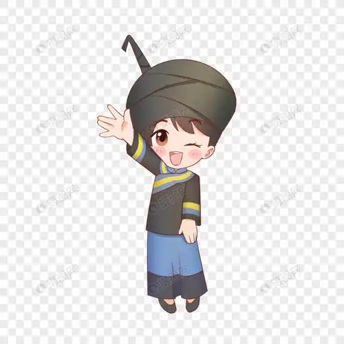 q版卡通可爱彝族少年