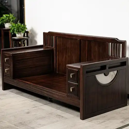 瑞银新中式乌金檀木实木皮沙发禅意客厅组合现代轻奢高端别墅家具