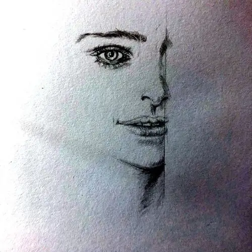 手绘 美女半张脸