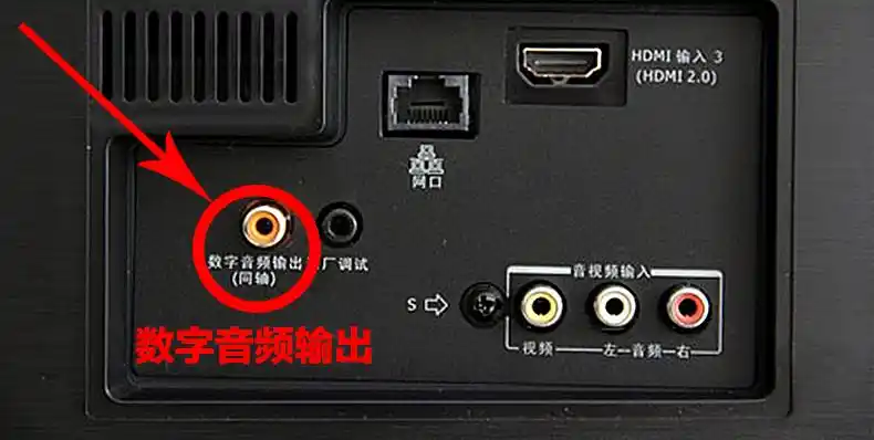 海信电视数字音频输出孔(同轴)接2.1电脑低音炮音响,老式功放