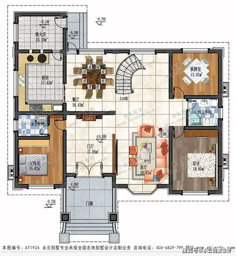 3款农村复式别墅图纸挑空大客厅与华美落地窗舒适又时尚
