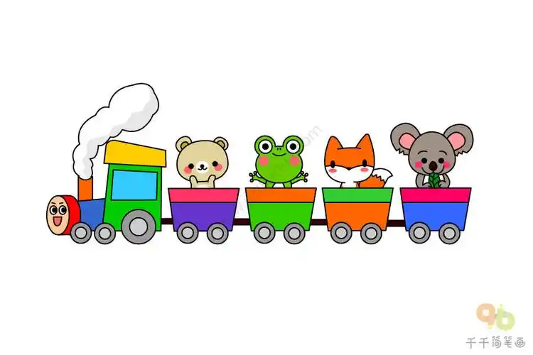 小动物坐火车简笔画图片