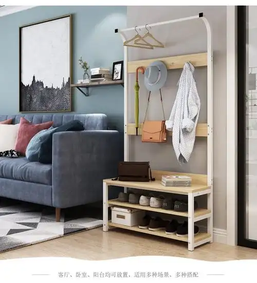 鞋柜衣帽架挂衣架一体可挂衣服门口家用进门置物架落地衣服架鞋.