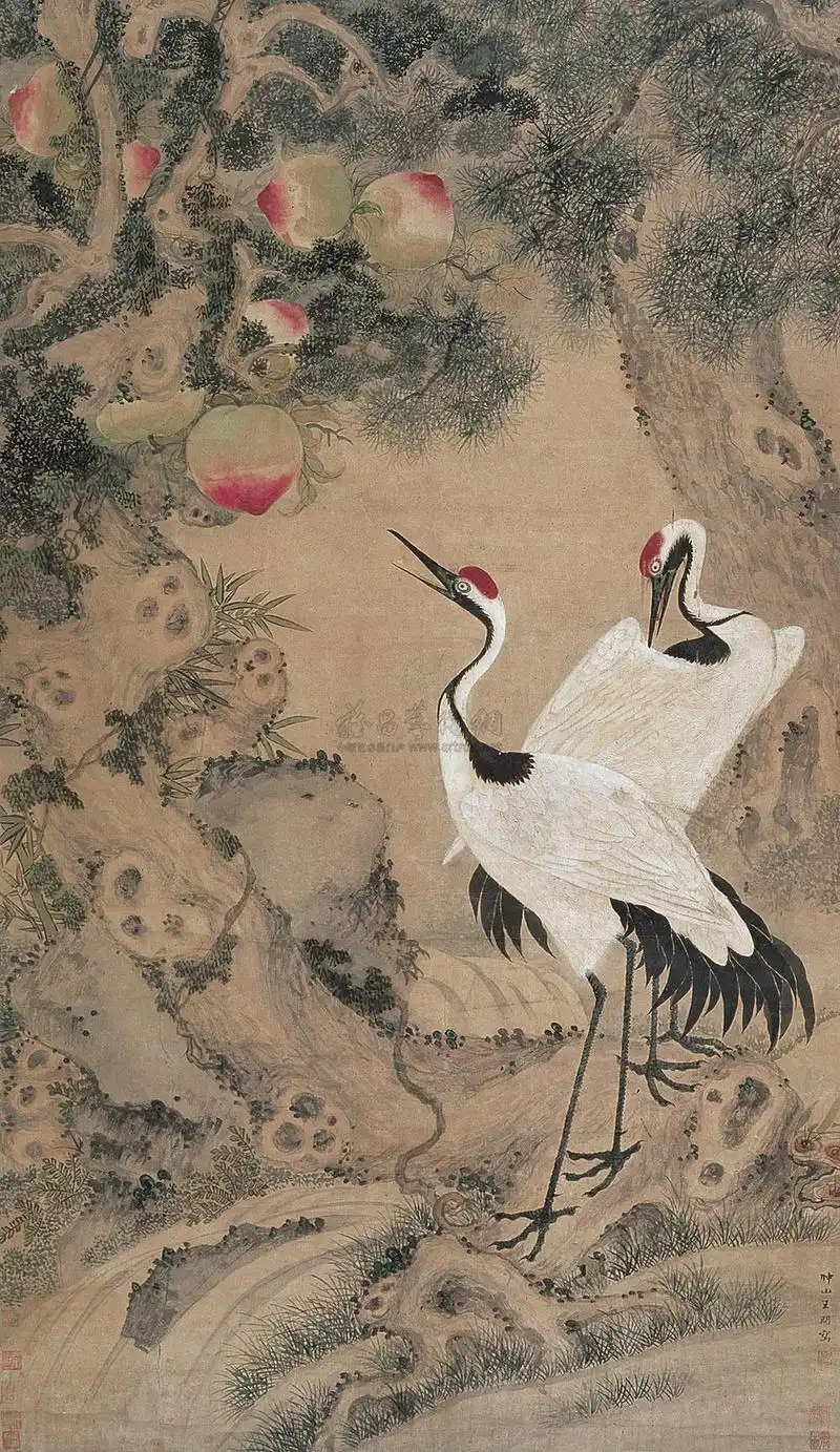 3067 长寿图 立轴 设色纸本