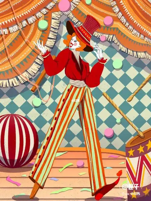 插画马戏团小丑
