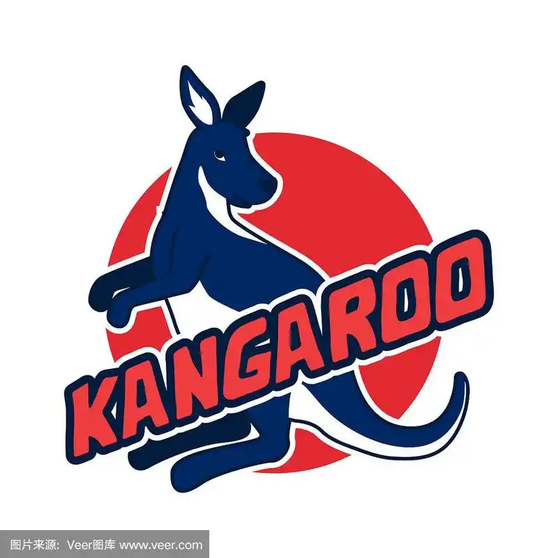 袋鼠标志孤立在白色背景.矢量图