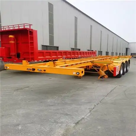 中集普菲特40英尺骨架集装箱半挂车小鹅颈运输车