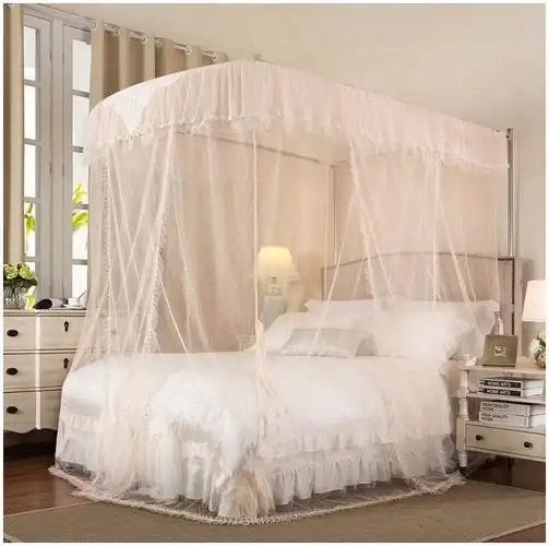 蚊帐夏维怡家纺钓鱼竿式落地推拉宫廷夏季防蚊蚊帐