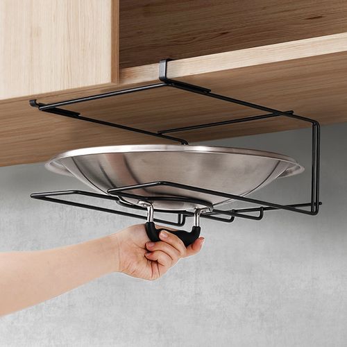 免打孔304不锈钢壁挂式锅盖架 厨房家用放大炒锅盖下挂收纳置物架