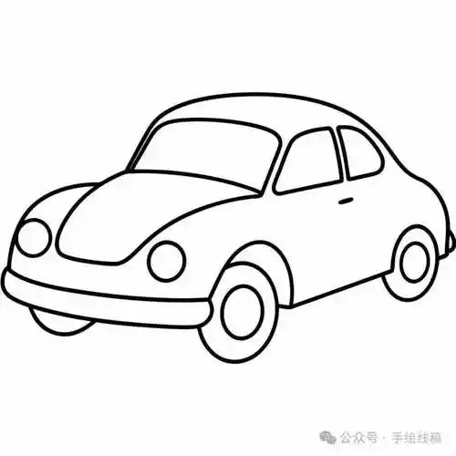 小汽车简笔画线稿,来给汽车涂色呀