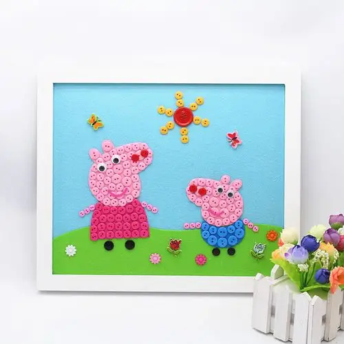 暑期活动扣子画创意纽扣画亲子粘贴画儿童幼师diy手工作品材料包