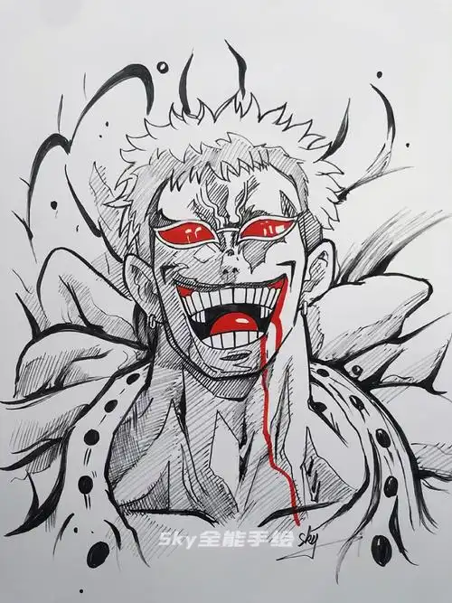 画画原来如此简单海贼王多弗朗明哥动漫人物绘画过程技巧