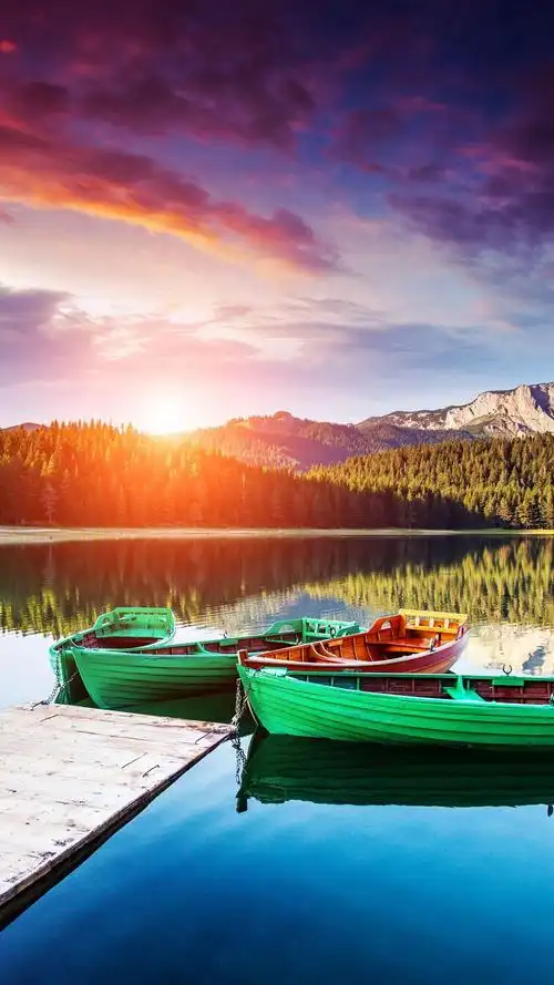 早晨,日出,阳光,山水,湖泊,风景,手机壁纸,锁屏壁纸杜米托尔国家公园