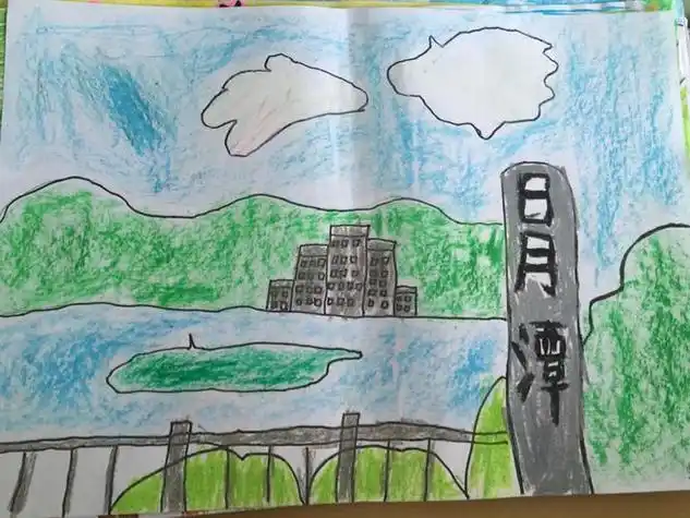 简笔画日月潭怎么画