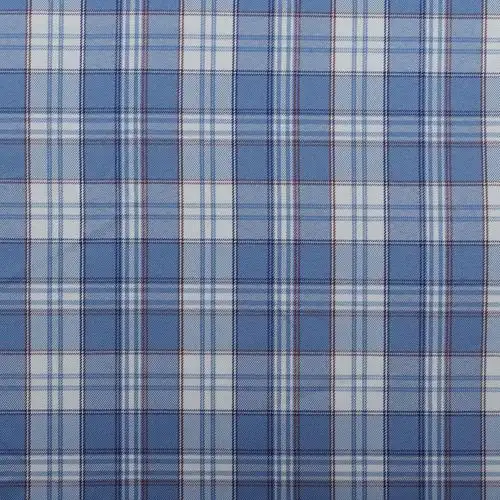 全涤色织斜纹蓝色格子布jk制服百褶短裙休闲服装连衣裙面料现货