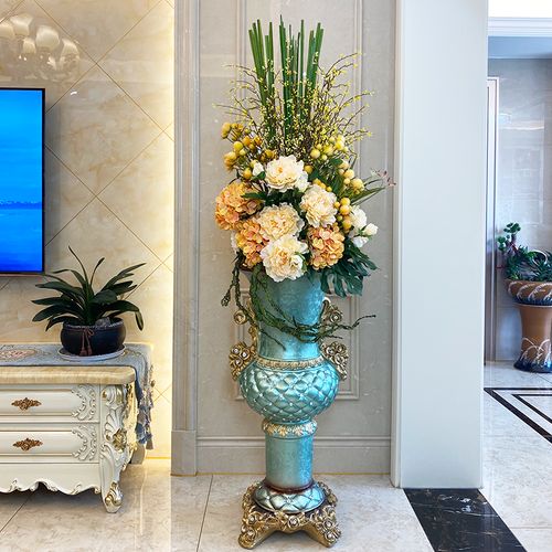 落地大花瓶欧式家居别墅玄关客厅摆件插花大号花瓶