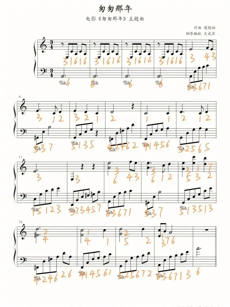 《匆匆那年》钢琴简谱#钢琴简谱  #钢琴谱分享  #钢琴   - 抖音
