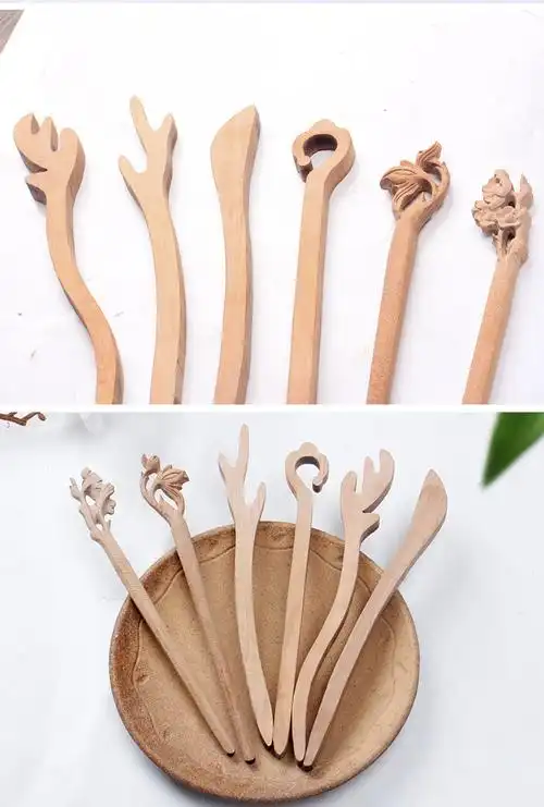 手工桃木簪子半成品木质发簪古风简约民族风头饰头钗木发簪头饰女桃木