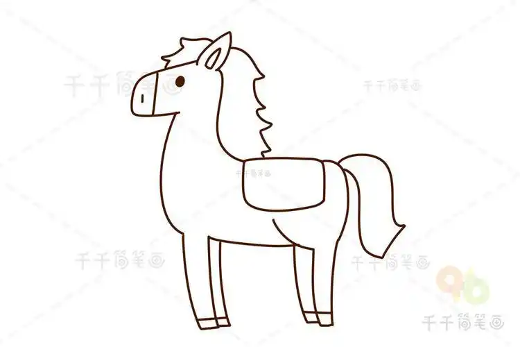 画马-一笔画马-儿童学简笔画 简笔画图片大全-蒲城教育文学网
