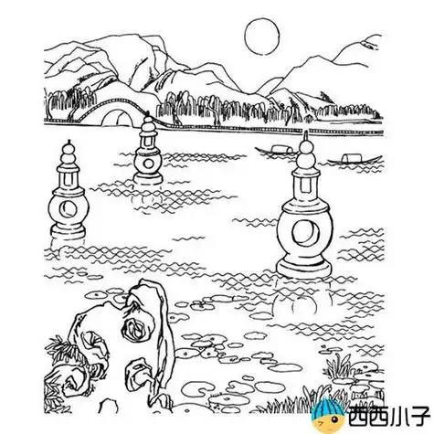 暑假风景简笔画带颜色