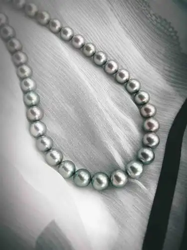 0-12.2mm天然灰色大溪地珍珠项链
