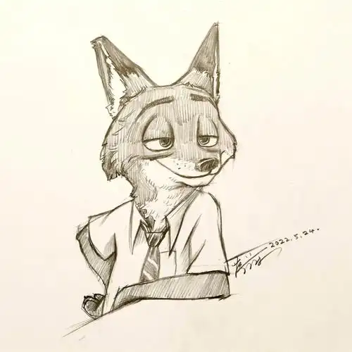 卡通速写:疯狂动物城 3,尼克.王尔德(步骤图)#画画  #速写  #动漫