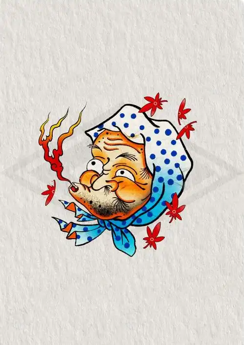 传统纹身题材火男