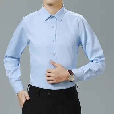 i涤纶纯色跑量款衬衫爆款男士商务衬衫冰丝外套学生装c1704