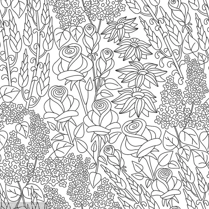 无缝的黑白花图案